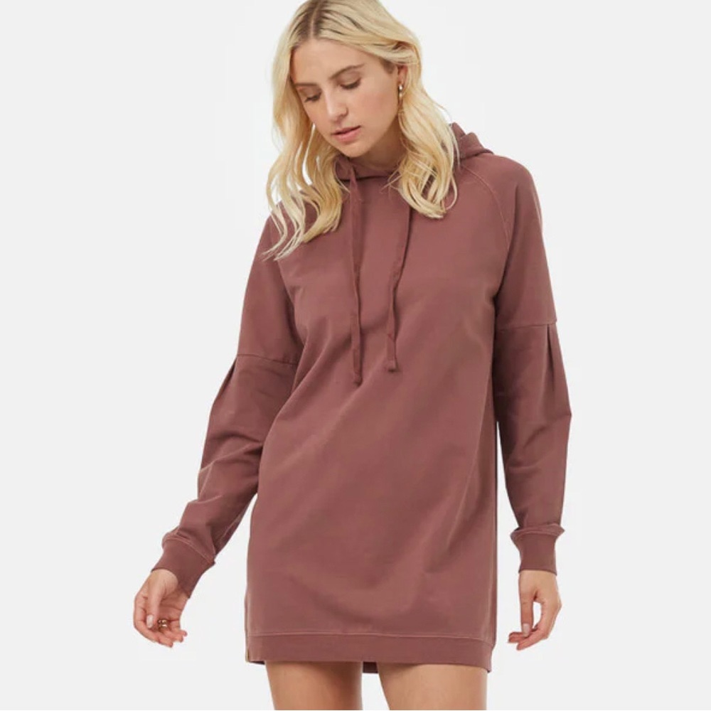 Tentree French terry hoodie sweatshirt dress women’s large mauve rose